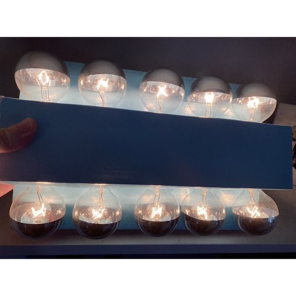 10Ct G Silver Coated Mercury Glass Type Ball String‎ Lights Indoor Outdoor New - Picture 7 of 16